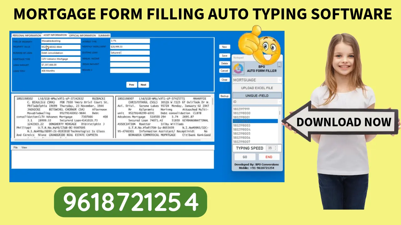 MORTGAGE FORM FILLING AUTO TYPING SOFTWARE